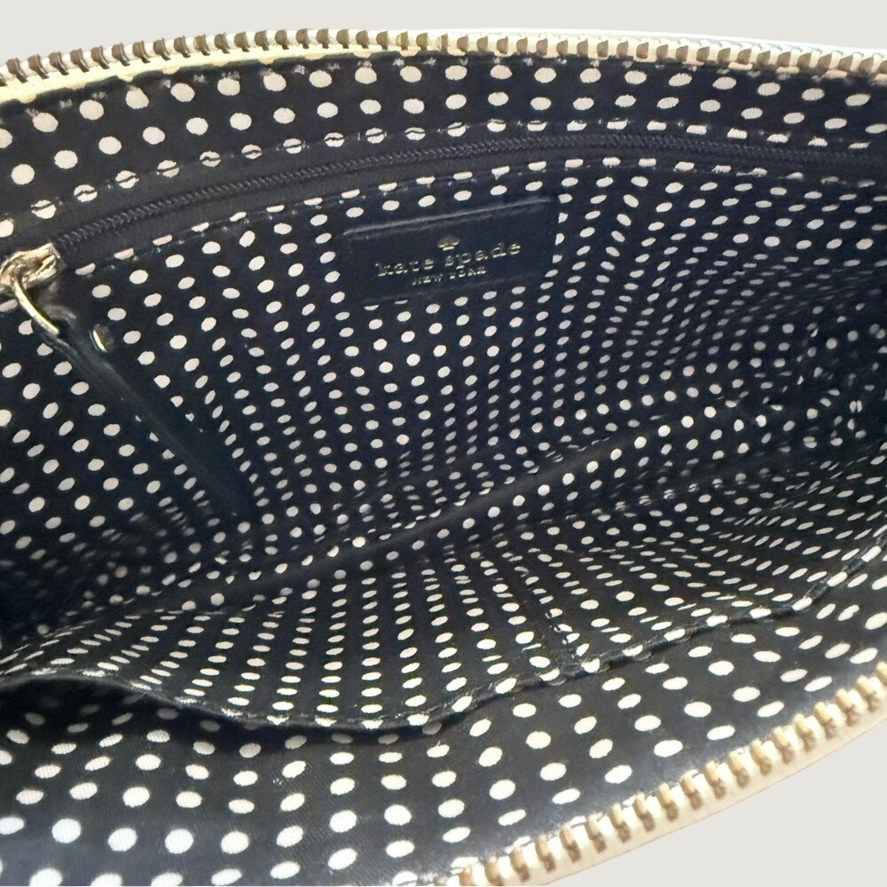 Kate Spade New York Leather Bow Crossbody Bag Purse Polka Dot Lining White Black - Picture 8 of 13